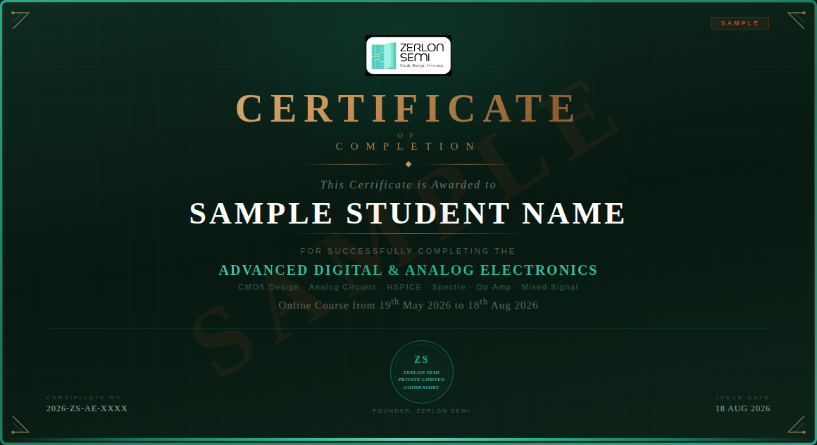 Zerlon Semi Advanced Digital & Analog Electronics Certificate